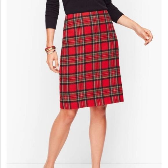 Talbots tartan PLAID SPARKLE A-LINE pencil SKIRT‎ red size 2P new!!!!! - Picture 4 of 9